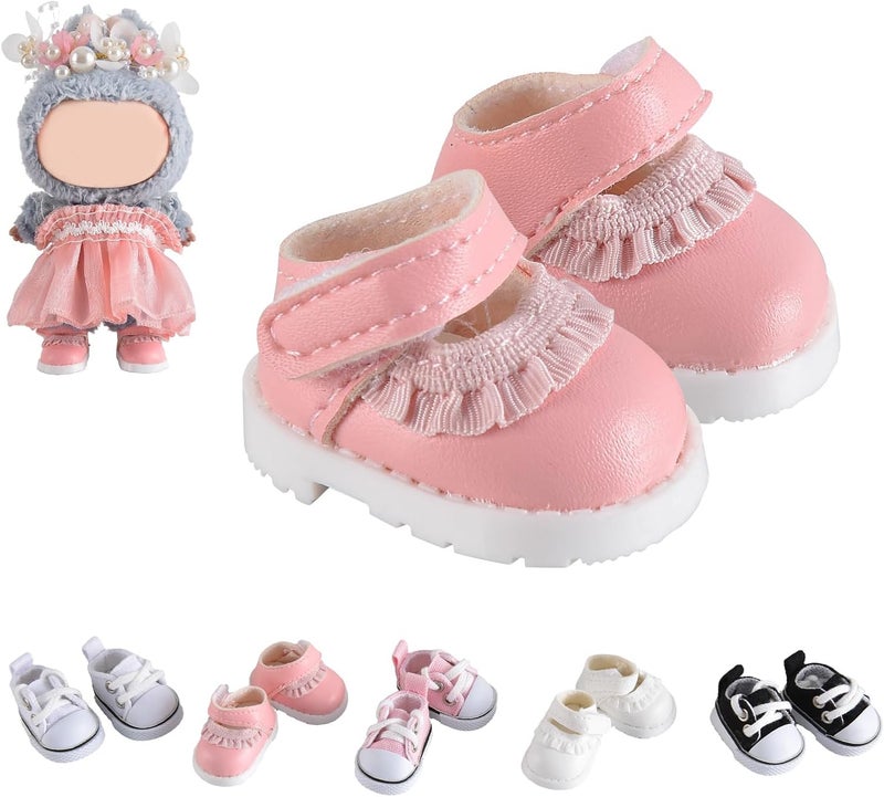 GDLSYLGHY Cute Doll Shoes for Lububu, Premium Doll Shoes for 4-7in Dolls, Compatible with Lububu Doll Clothing & Outfits(Pink Laces) - Image 1